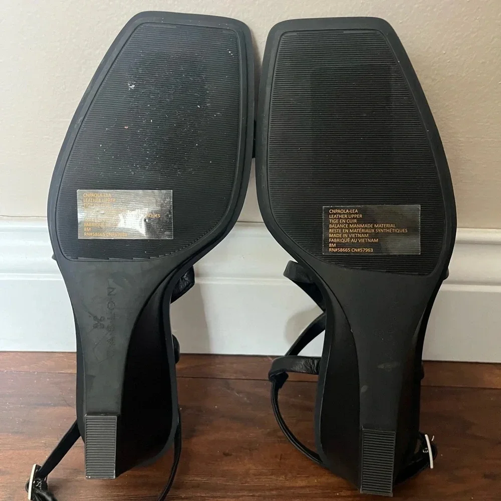 Nordstrom Caslon Square Toe Wedge Sandal in Black NWOT-Size 8